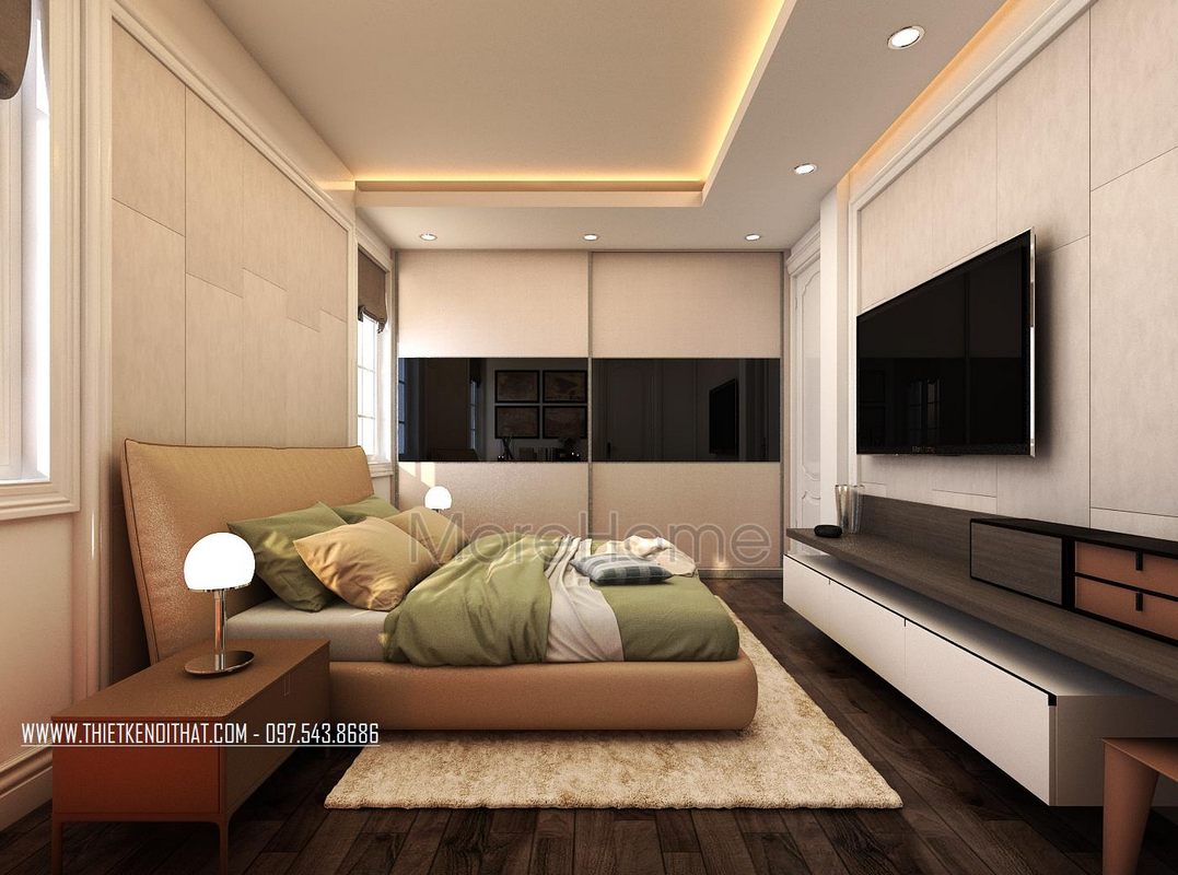 Thiết kế nội thất phòng ngủ biệt thự Vinhomes Riverside Long Biên Hà Nội